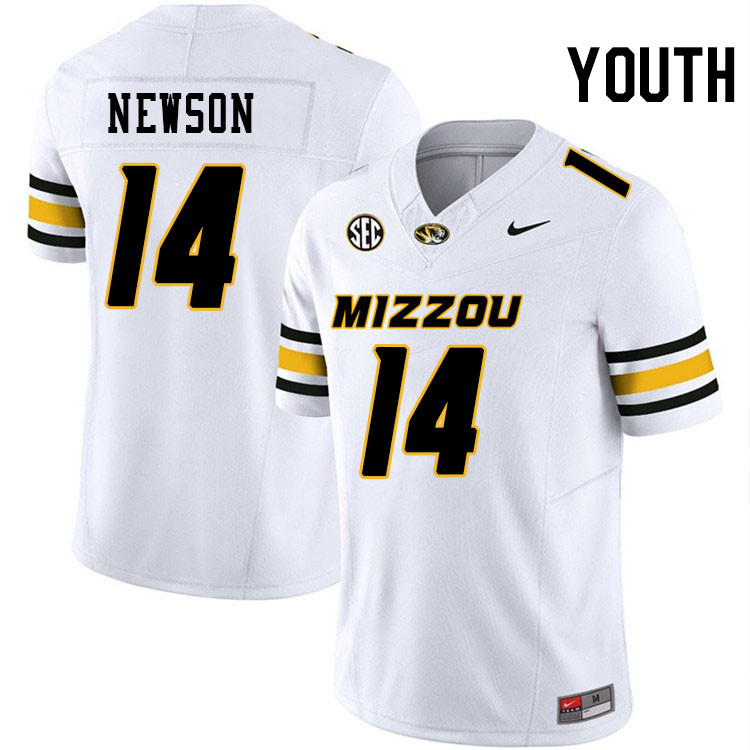 Youth #14 Triston Newson Missouri Tigers College Football Jerseys Stitched-White